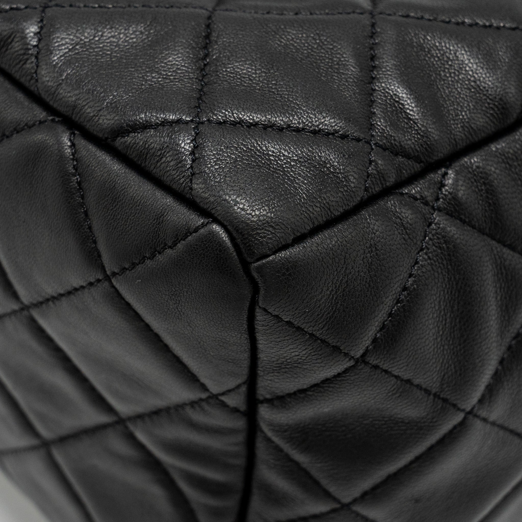Chanel CC Chain Drawstring Bucket Bag Lambskin Black