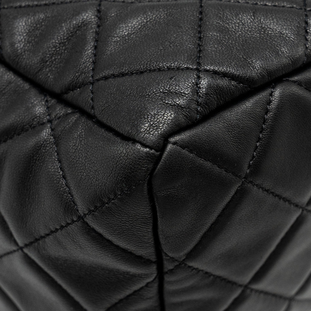 Chanel CC Chain Drawstring Bucket Bag Lambskin Black