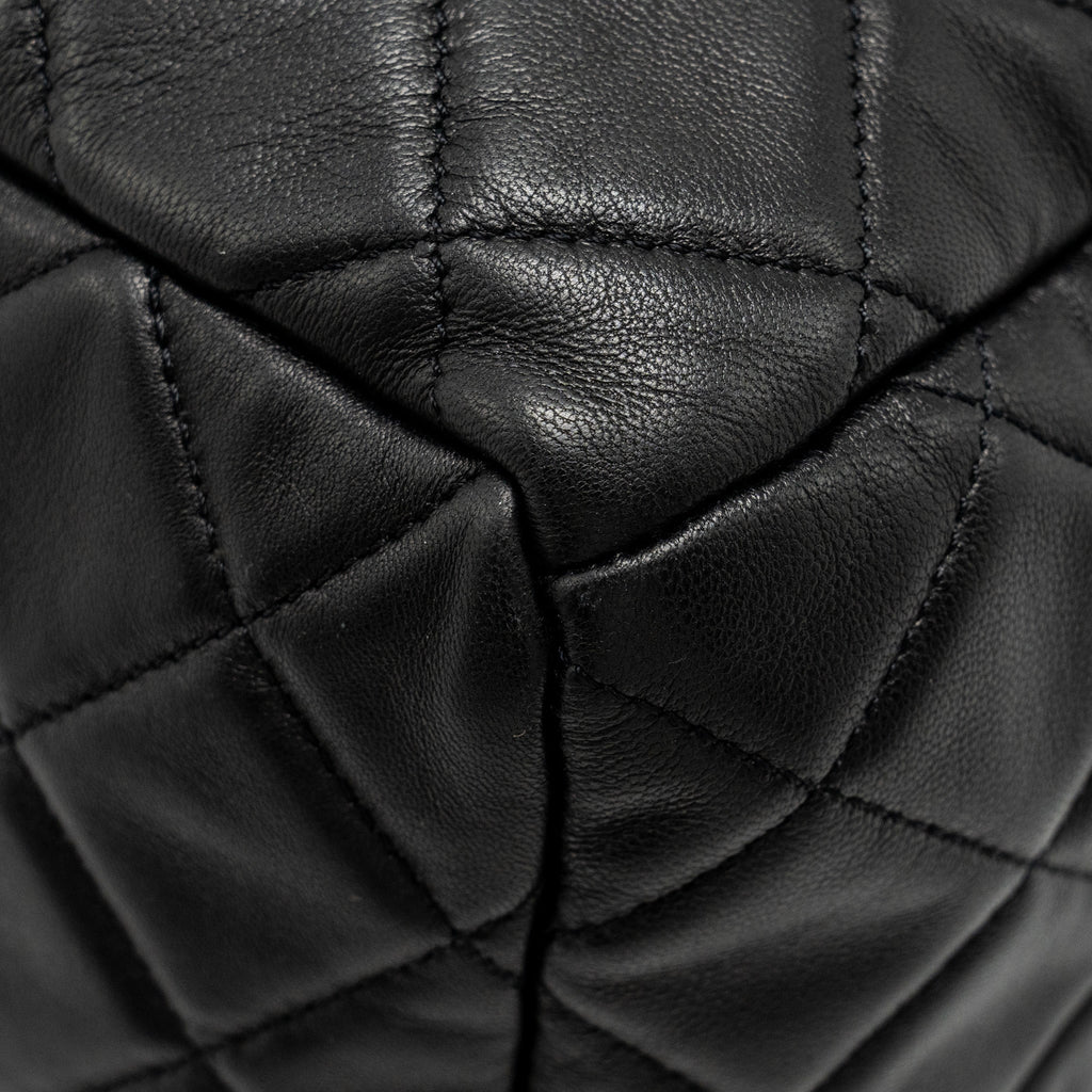 Chanel CC Chain Drawstring Bucket Bag Lambskin Black