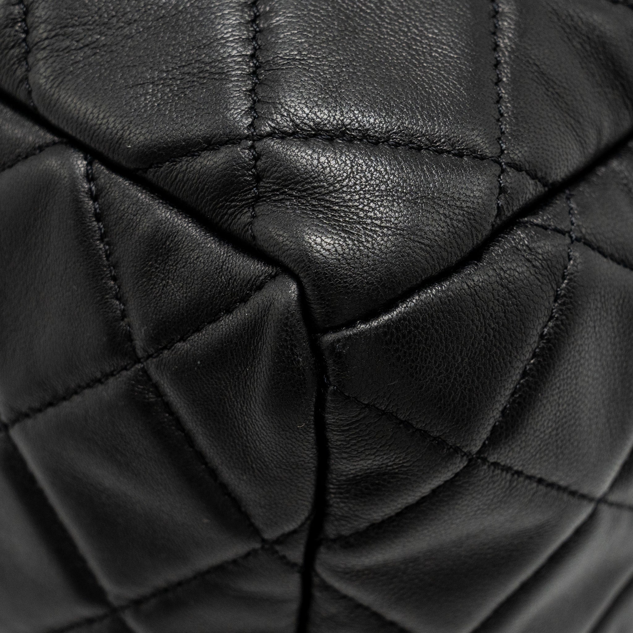 Chanel CC Chain Drawstring Bucket Bag Lambskin Black