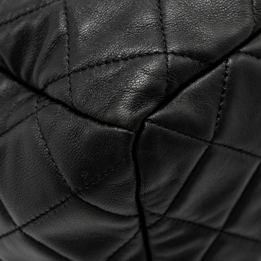 Chanel CC Chain Drawstring Bucket Bag Lambskin Black