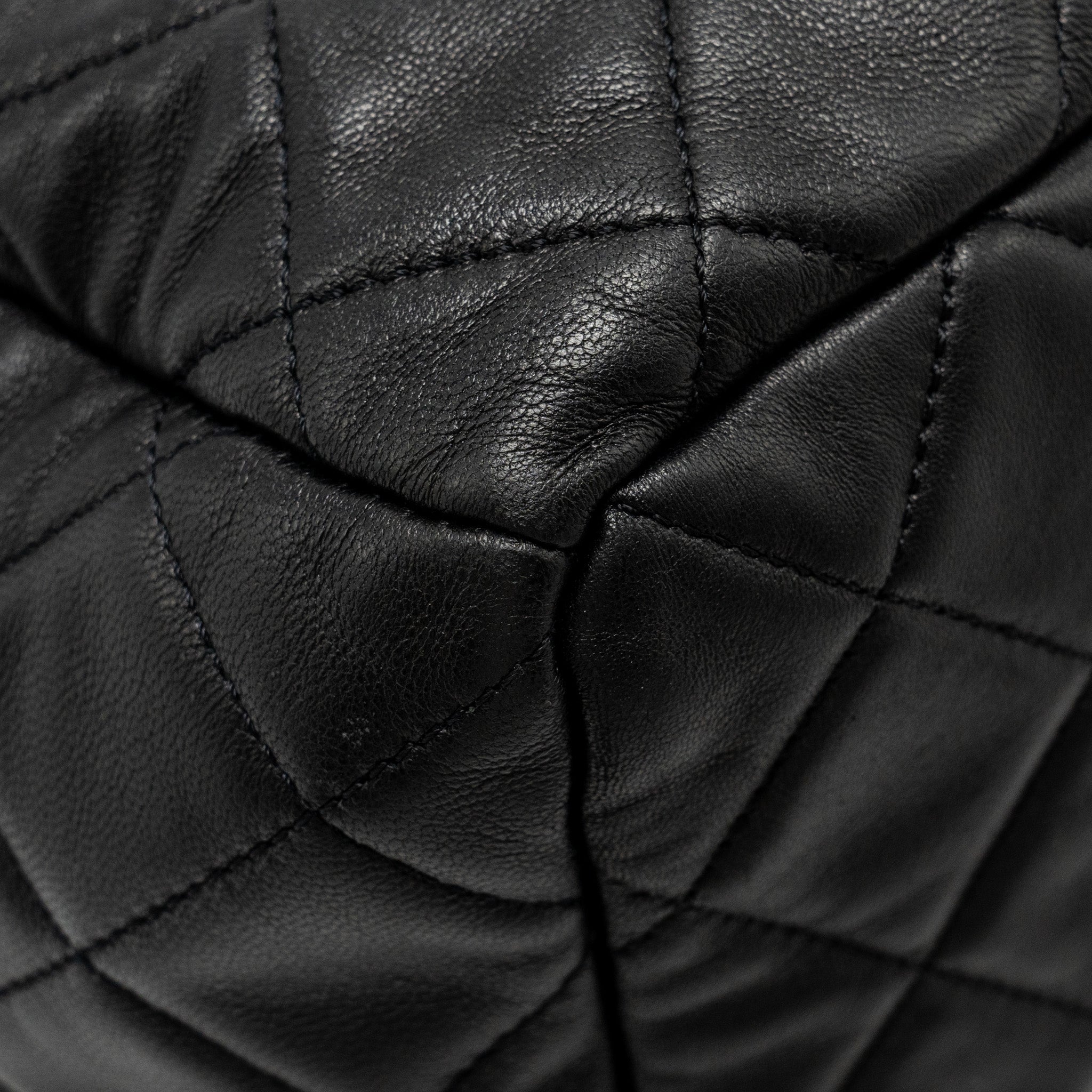 Chanel CC Chain Drawstring Bucket Bag Lambskin Black