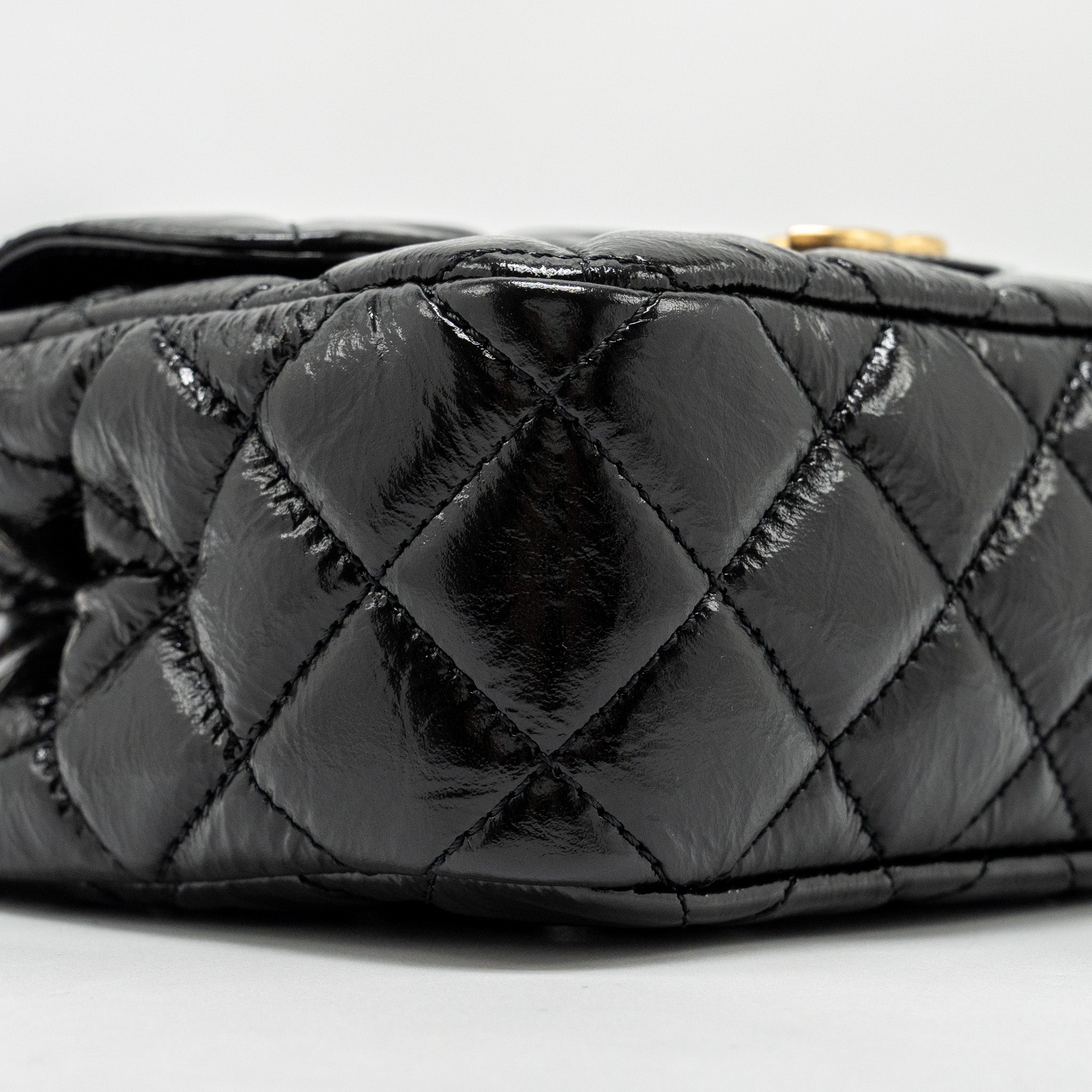 CHANEL 23C Small Hobo bag Shiny Calfskin Black Brushed (Microchip)