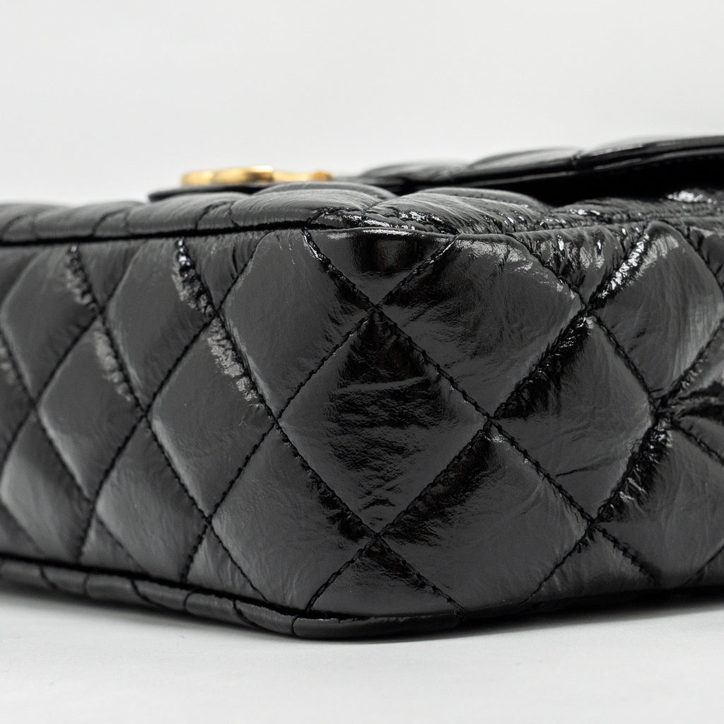CHANEL 23C Small Hobo bag Shiny Calfskin Black Brushed (Microchip)