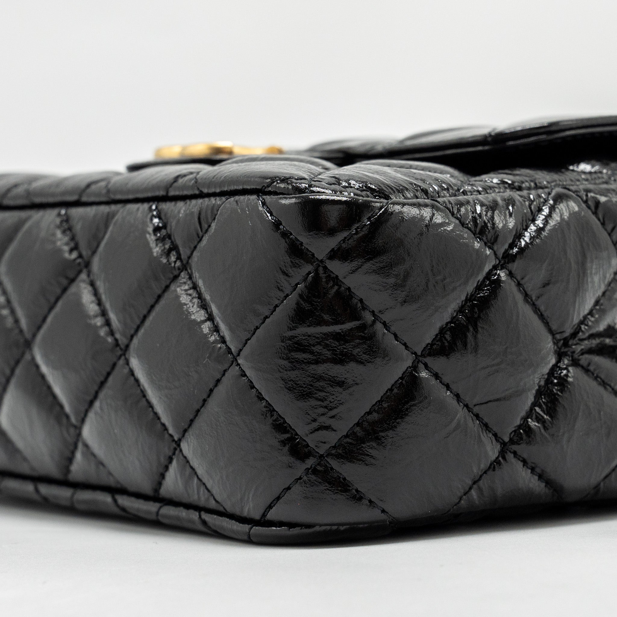 CHANEL 23C Small Hobo bag Shiny Calfskin Black Brushed (Microchip)
