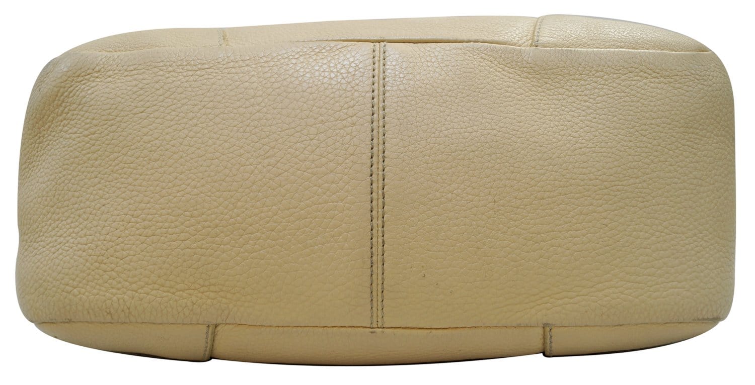 PRADA Cream Leather Daino Hobo Shoulder Bag