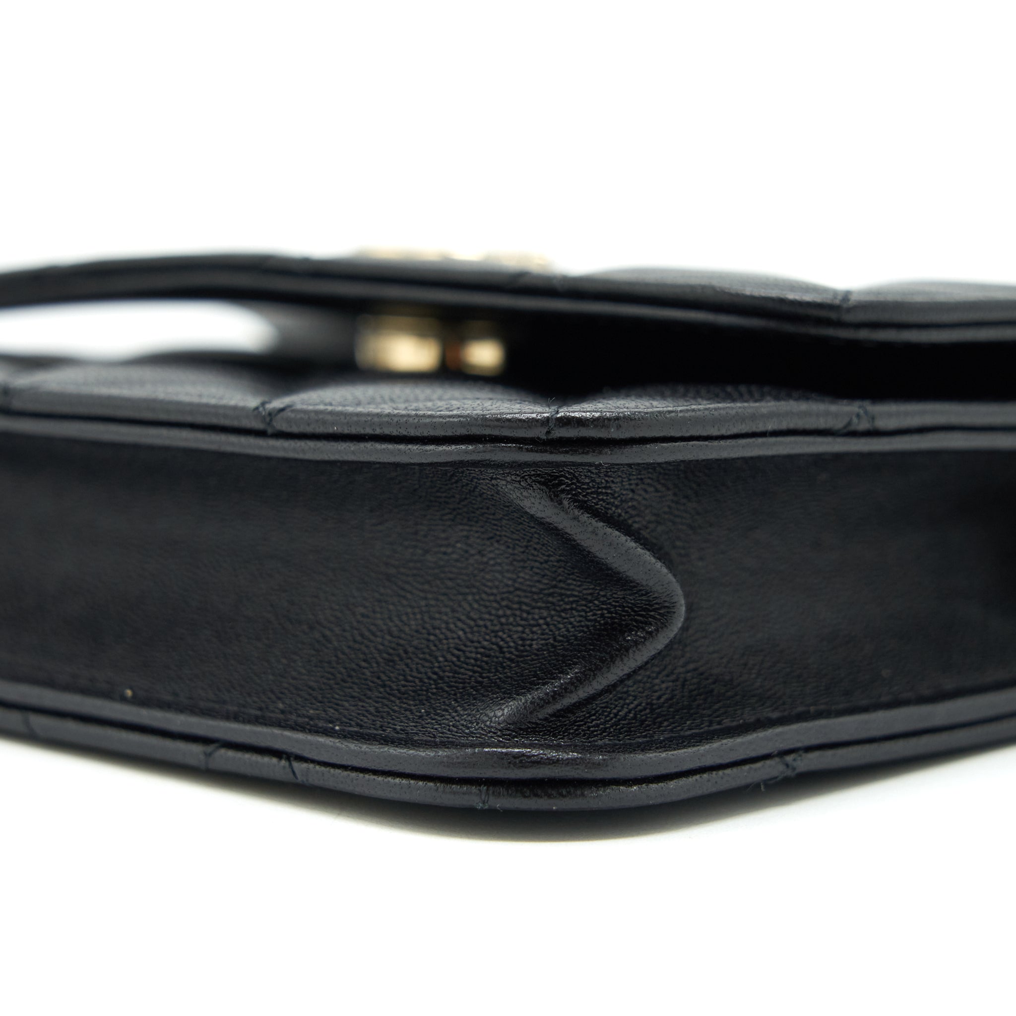 Chanel Mini Flap Card Holder Ribbon Chain Lambskin Black L