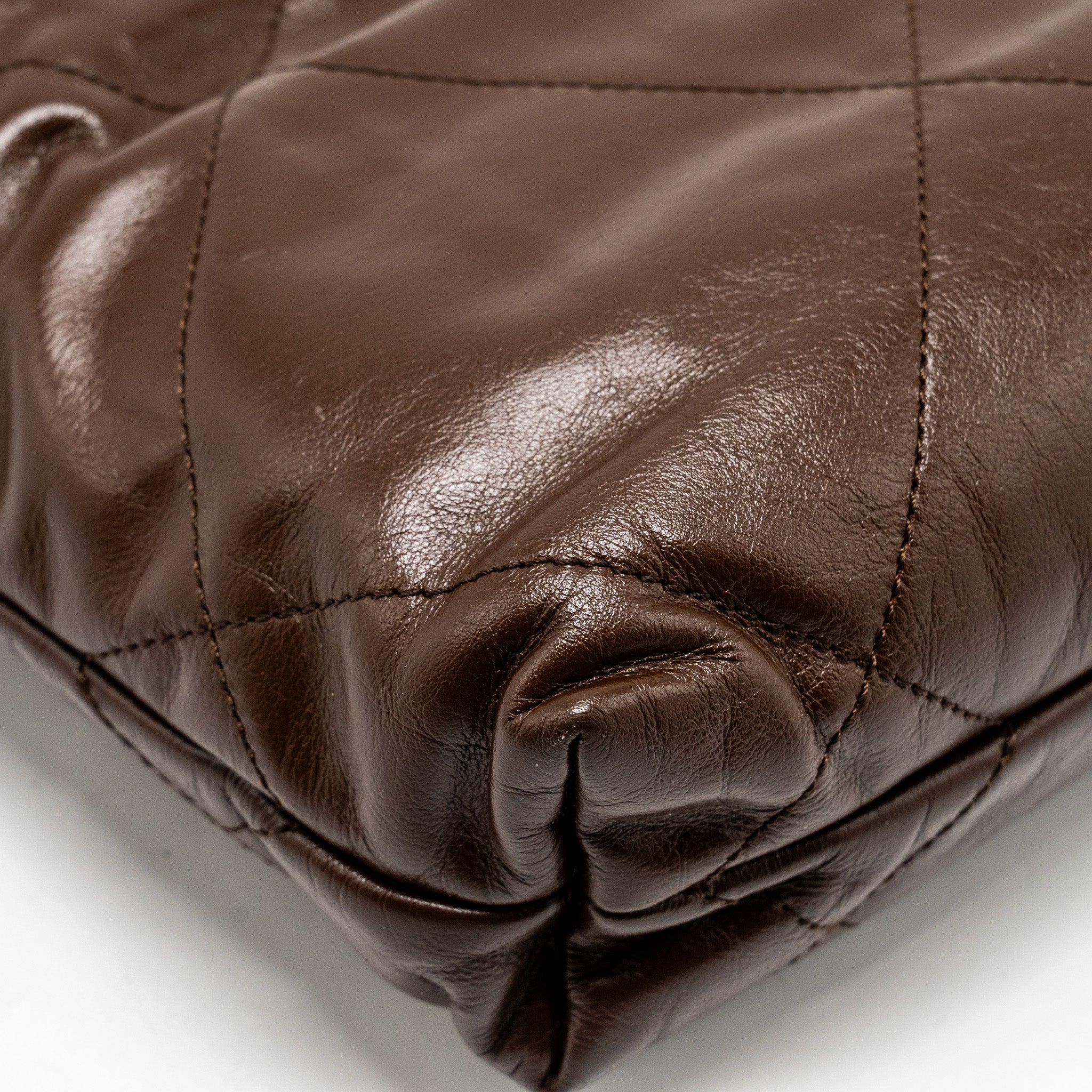Chanel Mini 22 Bag Shiny Calfskin Chocolate  (microchip)