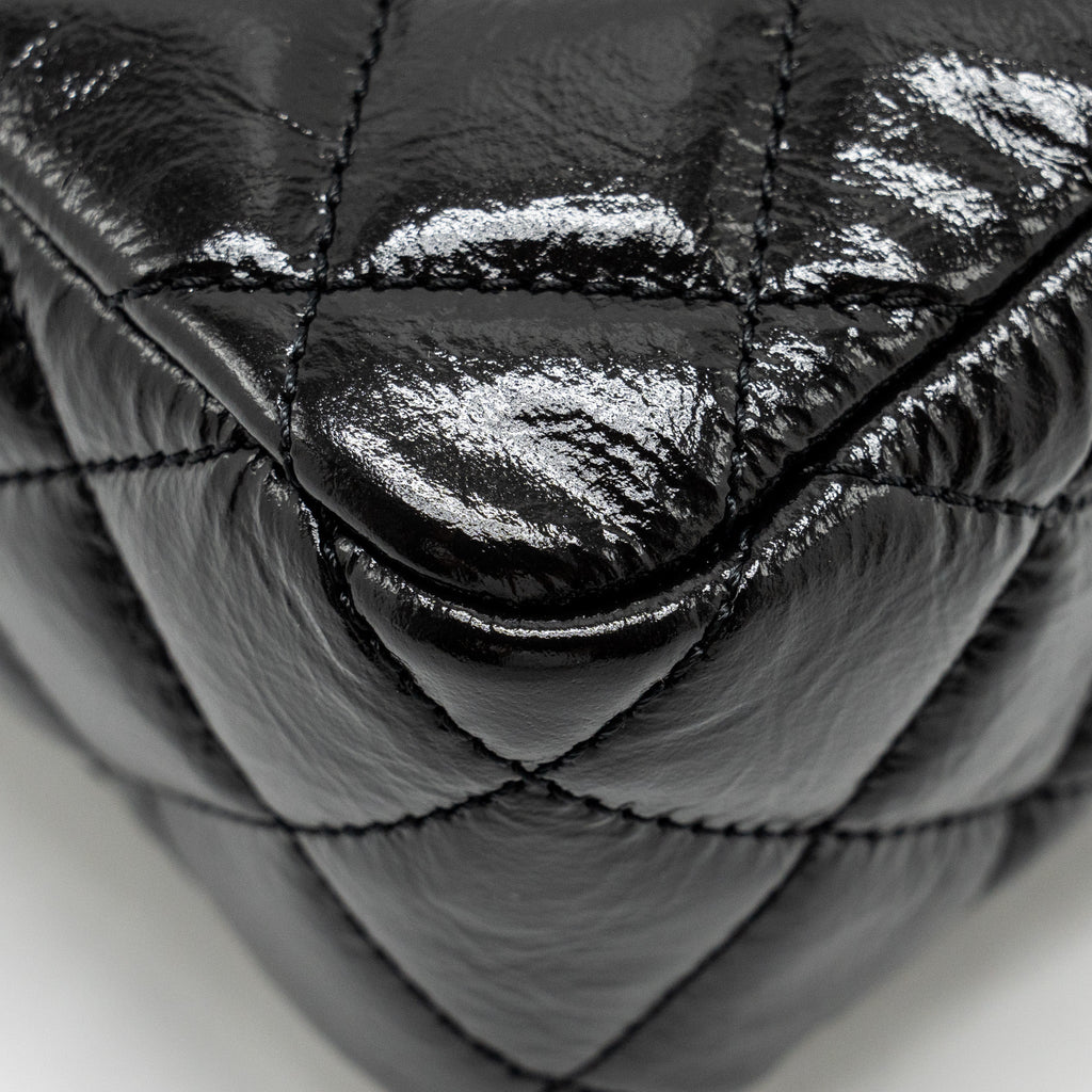CHANEL 23C Small Hobo bag Shiny Calfskin Black Brushed (Microchip)