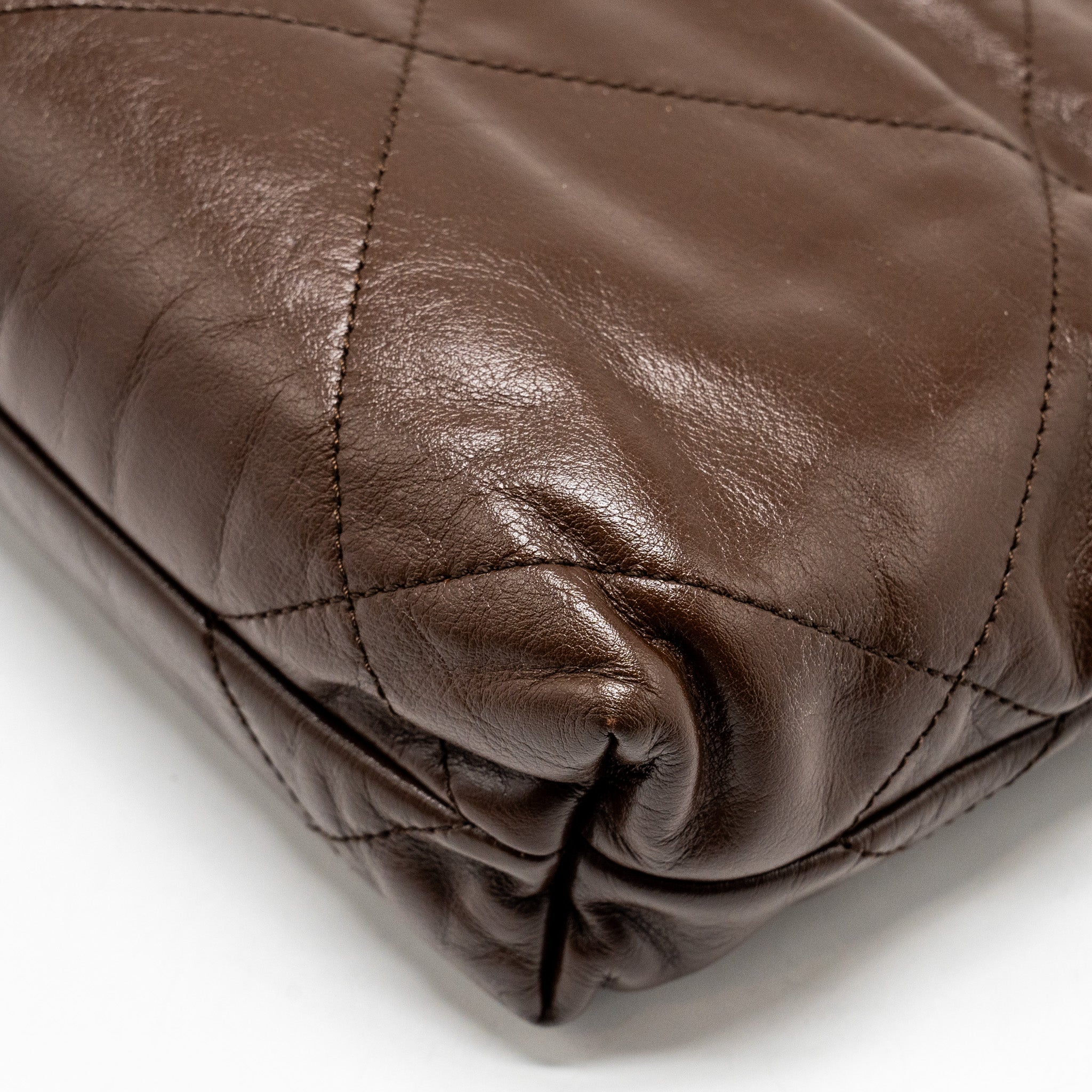 Chanel Mini 22 Bag Shiny Calfskin Chocolate  (microchip)