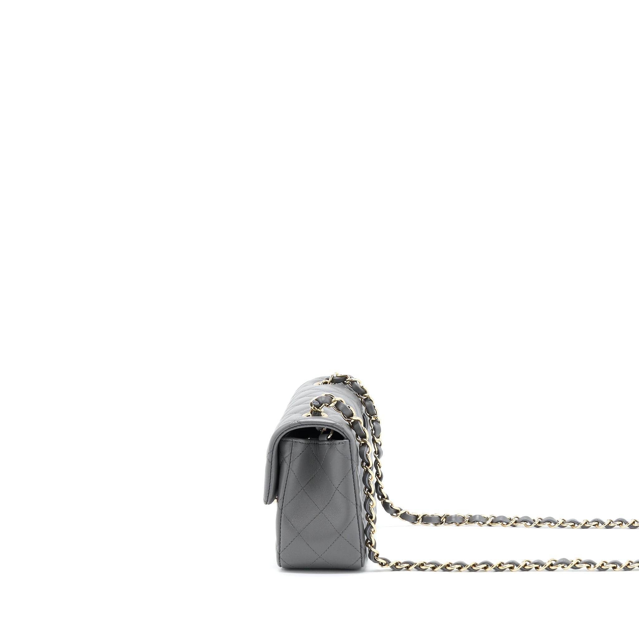 Chanel 22A Mini Rectangular Flap Bag Lambskin Grey L (Microchip).