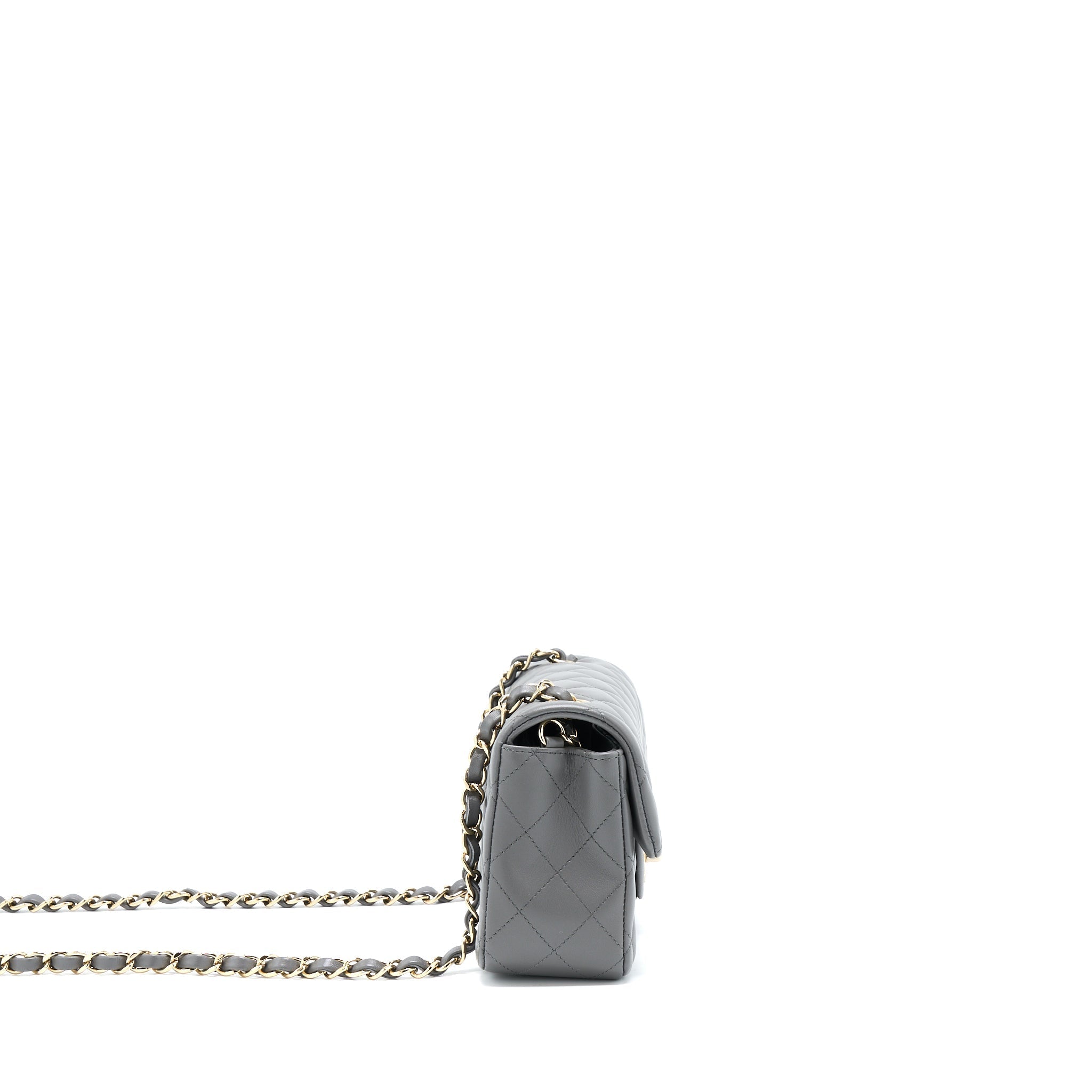 Chanel 22A Mini Rectangular Flap Bag Lambskin Grey L (Microchip).