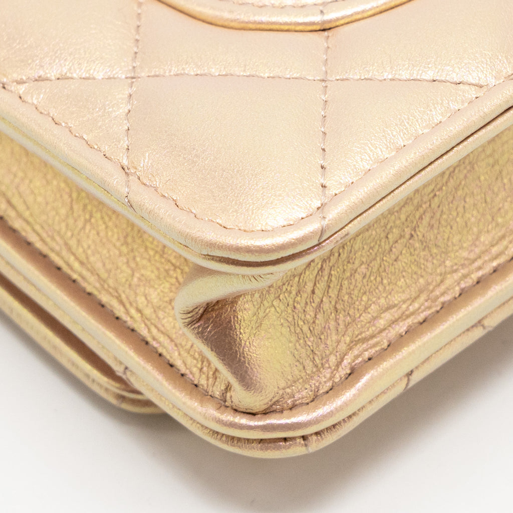 Chanel Classic Wallet on Chain Lambskin Iridescent Pink  (Microchip)