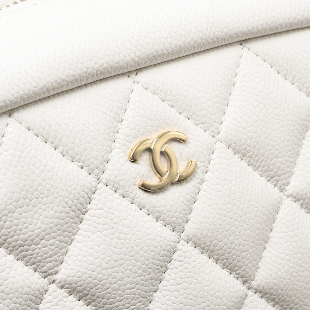 Chanel timeless classic pouch grained calfskin white L (microchip)
