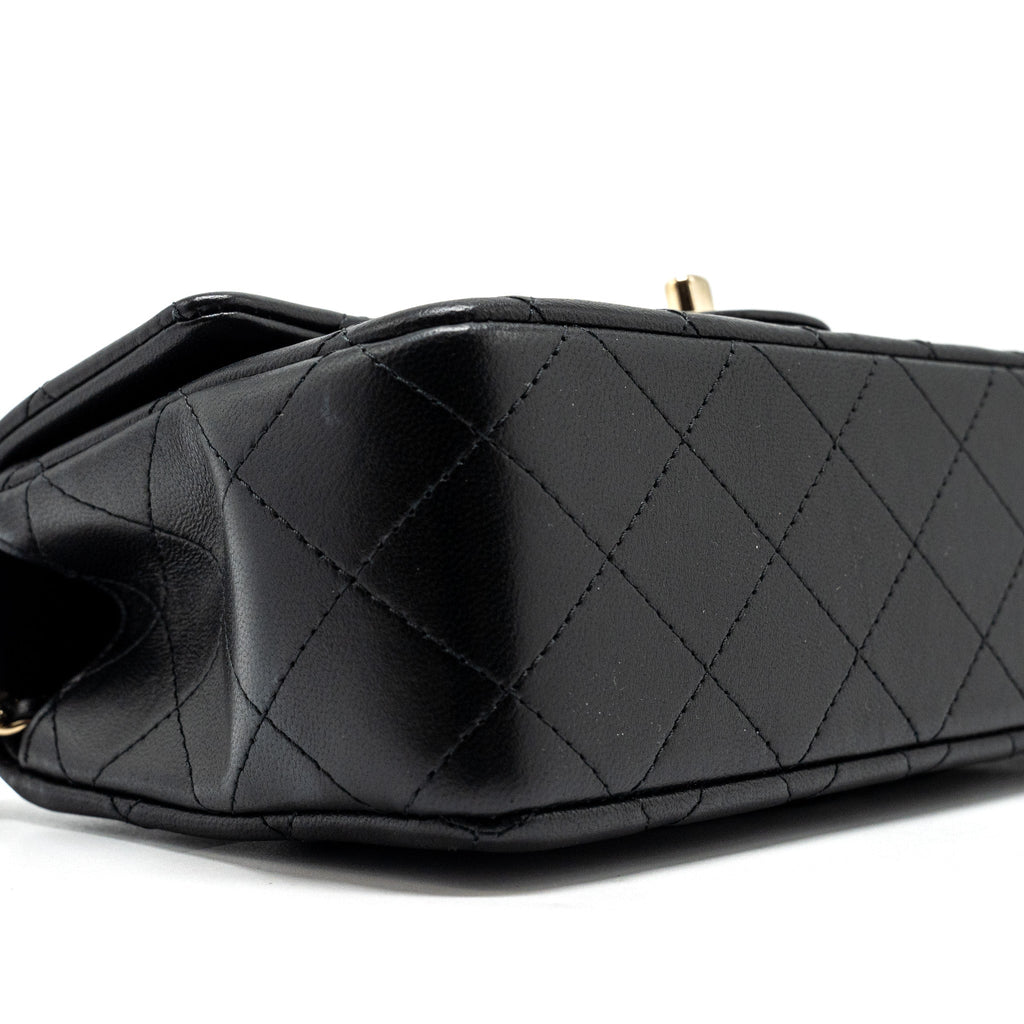 Chanel Top Handle Mini Rectangular Flap Bag Lambskin Black L (Microchip)