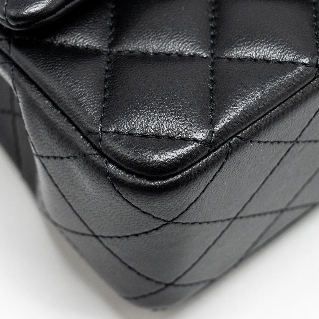 Chanel Top Handle Mini Rectangular Flap Bag Lambskin Black L (Microchip)