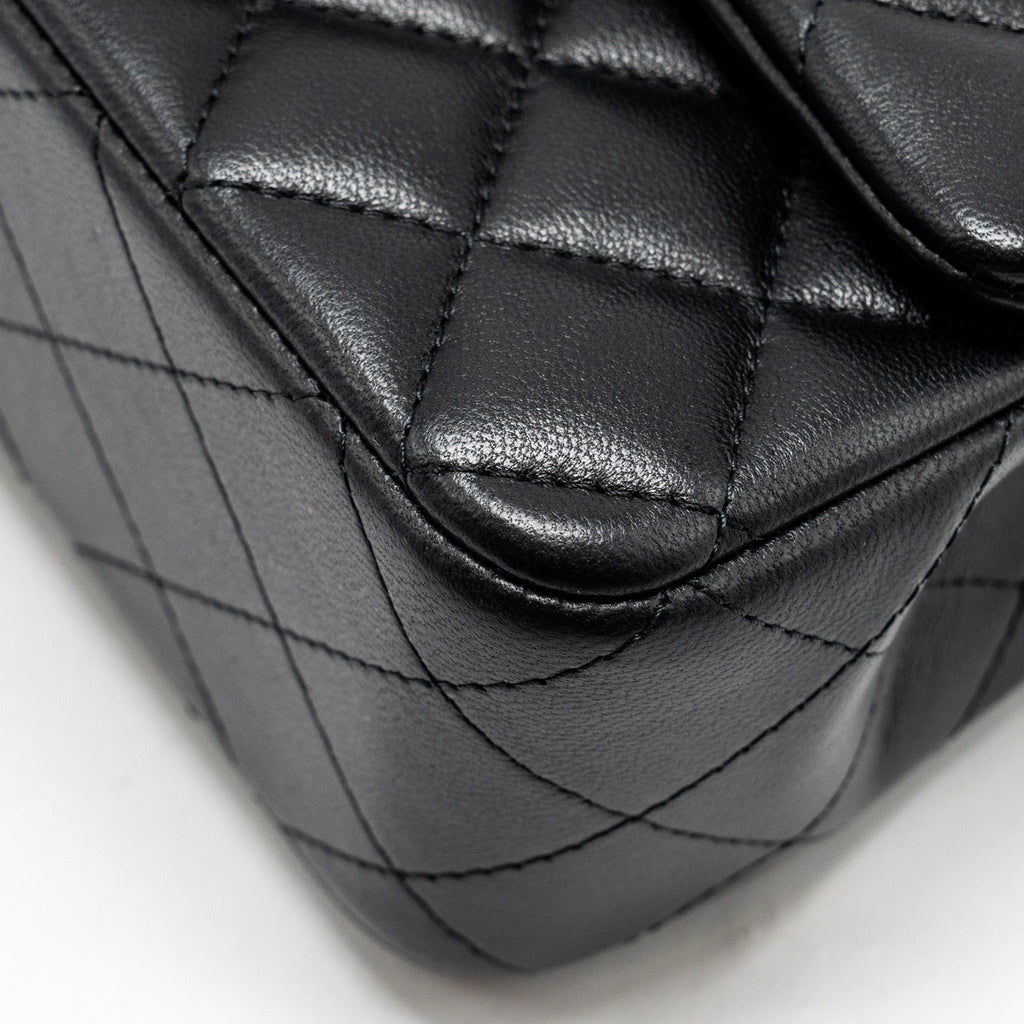 Chanel Top Handle Mini Rectangular Flap Bag Lambskin Black L (Microchip)