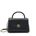 Chanel Medium Coco Handle With Lizard Embossed Handle Caviar Black