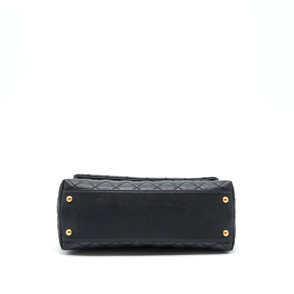 Chanel Medium Coco Handle With Lizard Embossed Handle Caviar Black