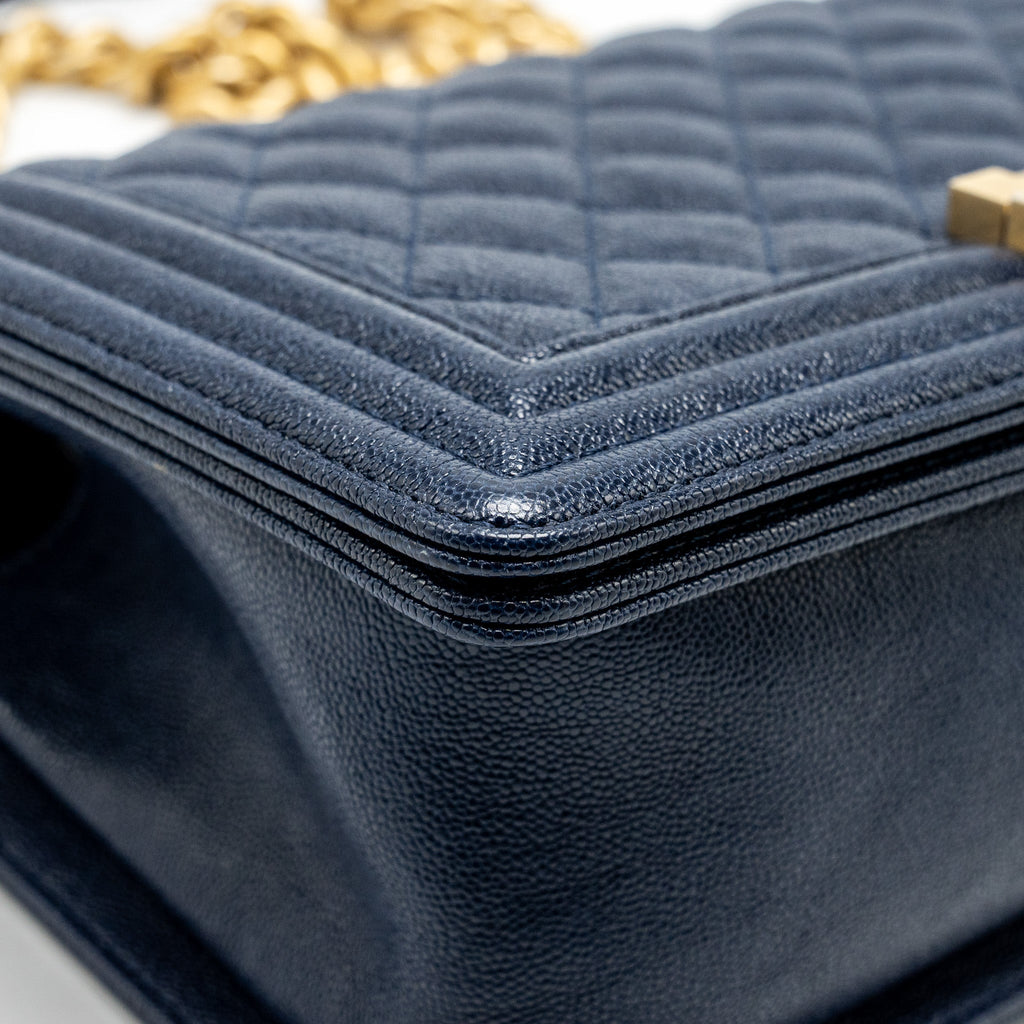 Chanel Medium boy bag caviar navy