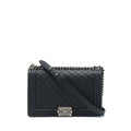Chanel New Medium 28cm Boy Bag Caviar Black Ruthenium