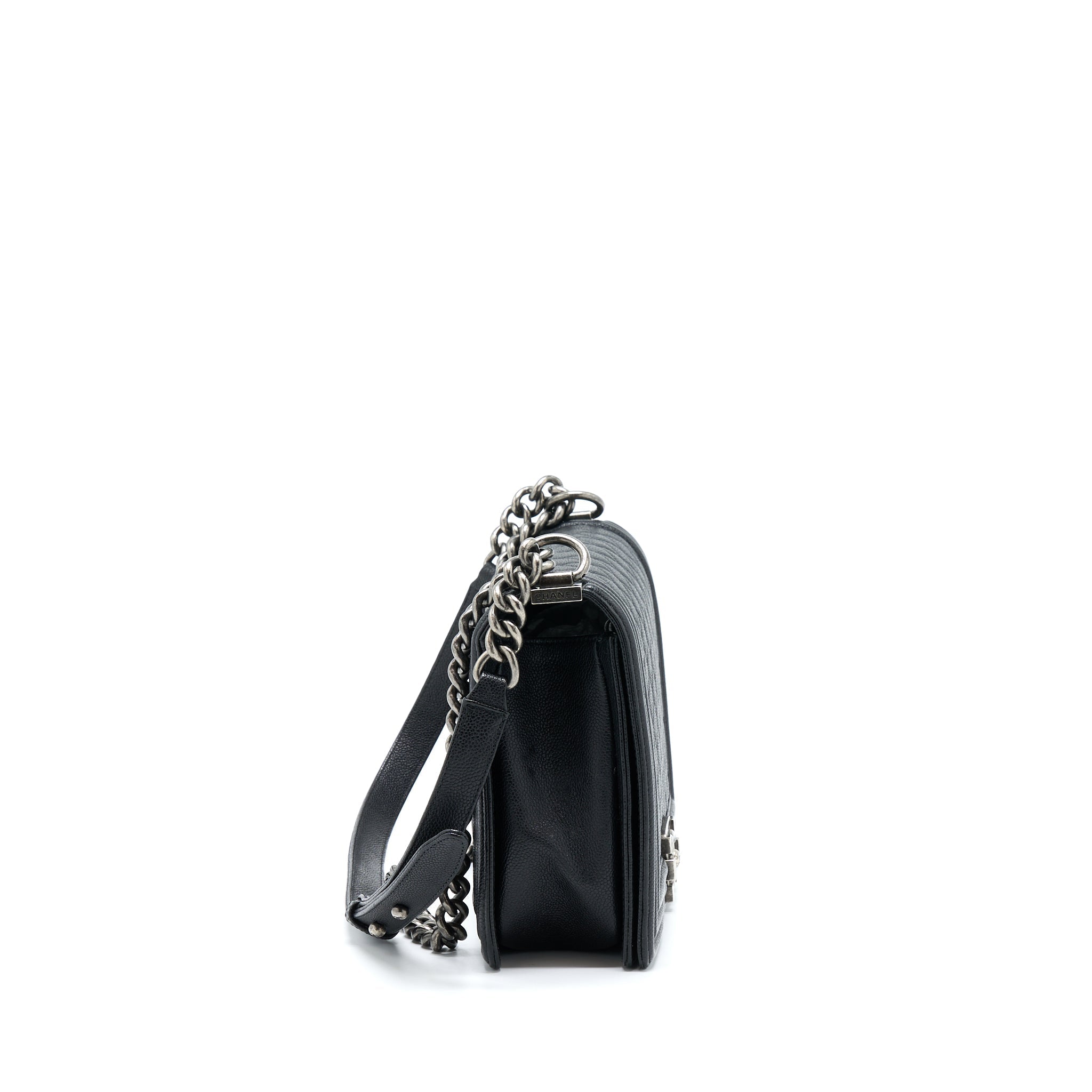 Chanel New Medium 28cm Boy Bag Caviar Black Ruthenium