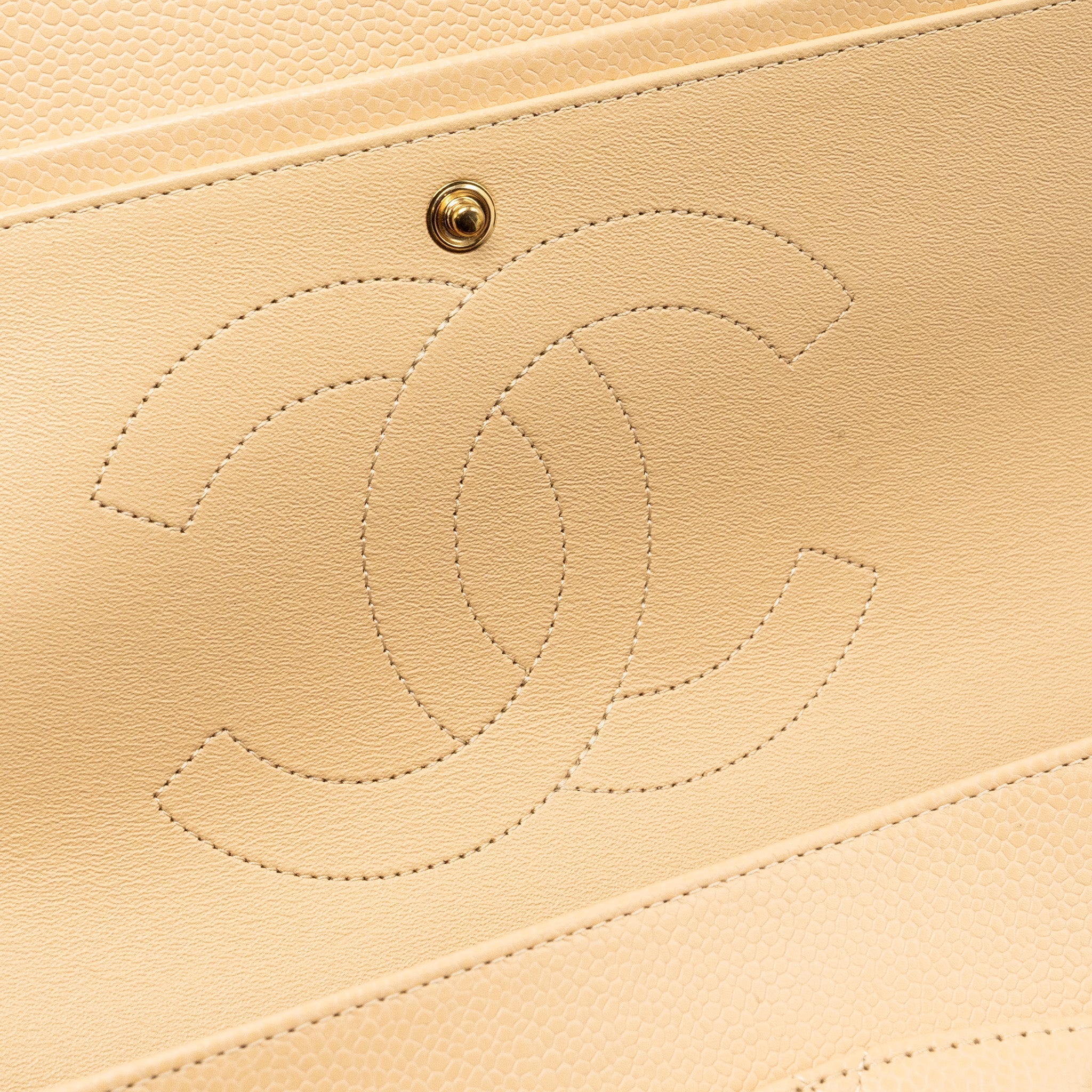 Chanel Jumbo Classic Double Flap Caviar Beige L (Microchip)