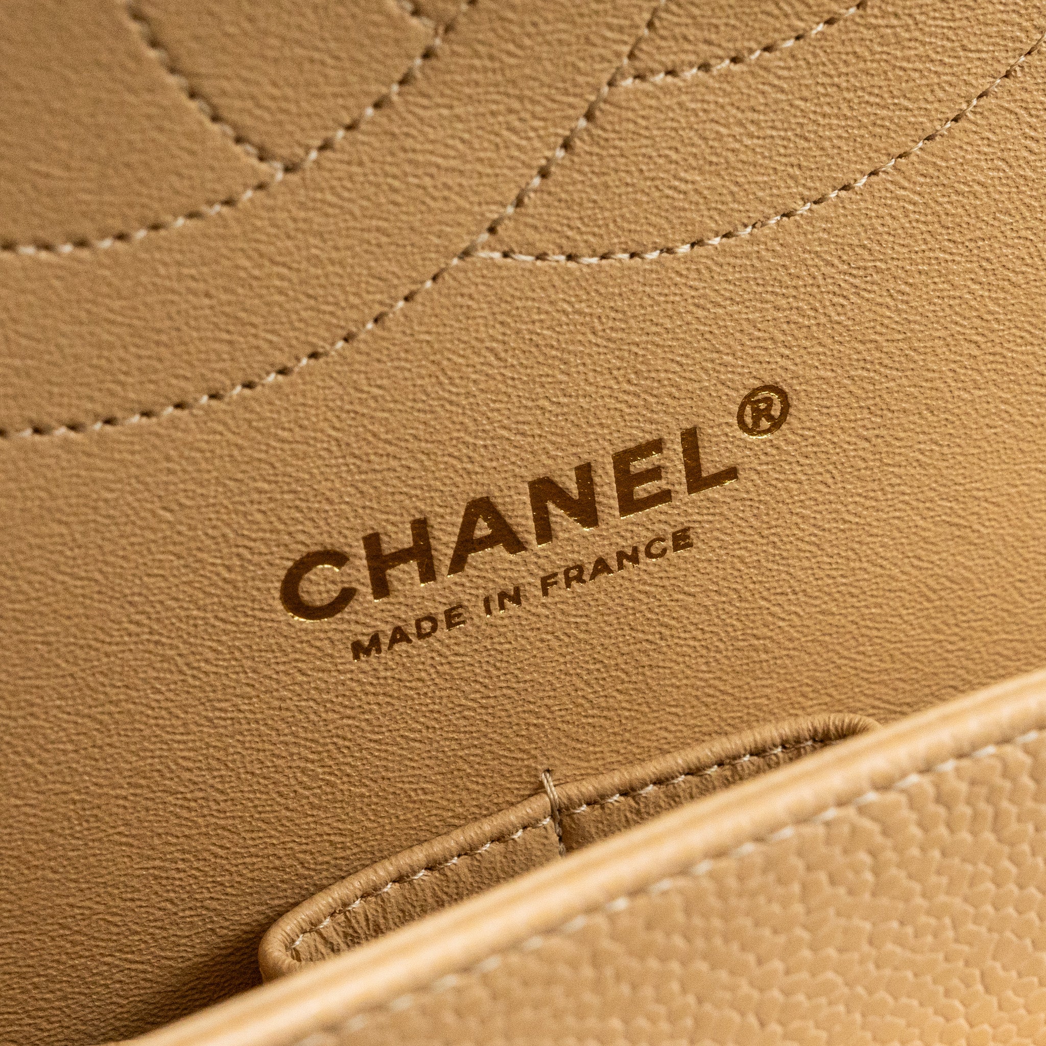 Chanel Jumbo Classic Double Flap Caviar Beige L (Microchip)