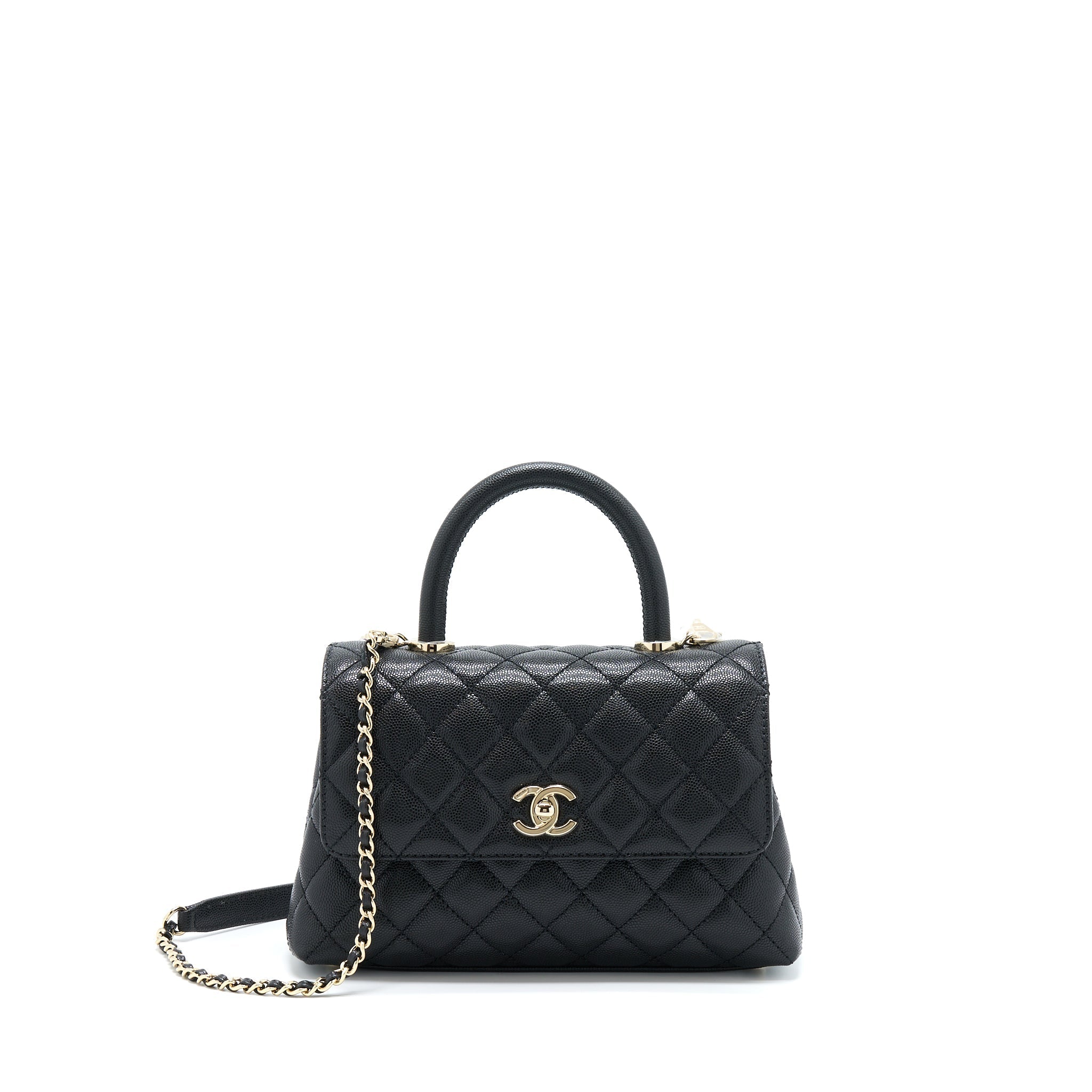Chanel Small Coco Handle Caviar Black L (Microchip)