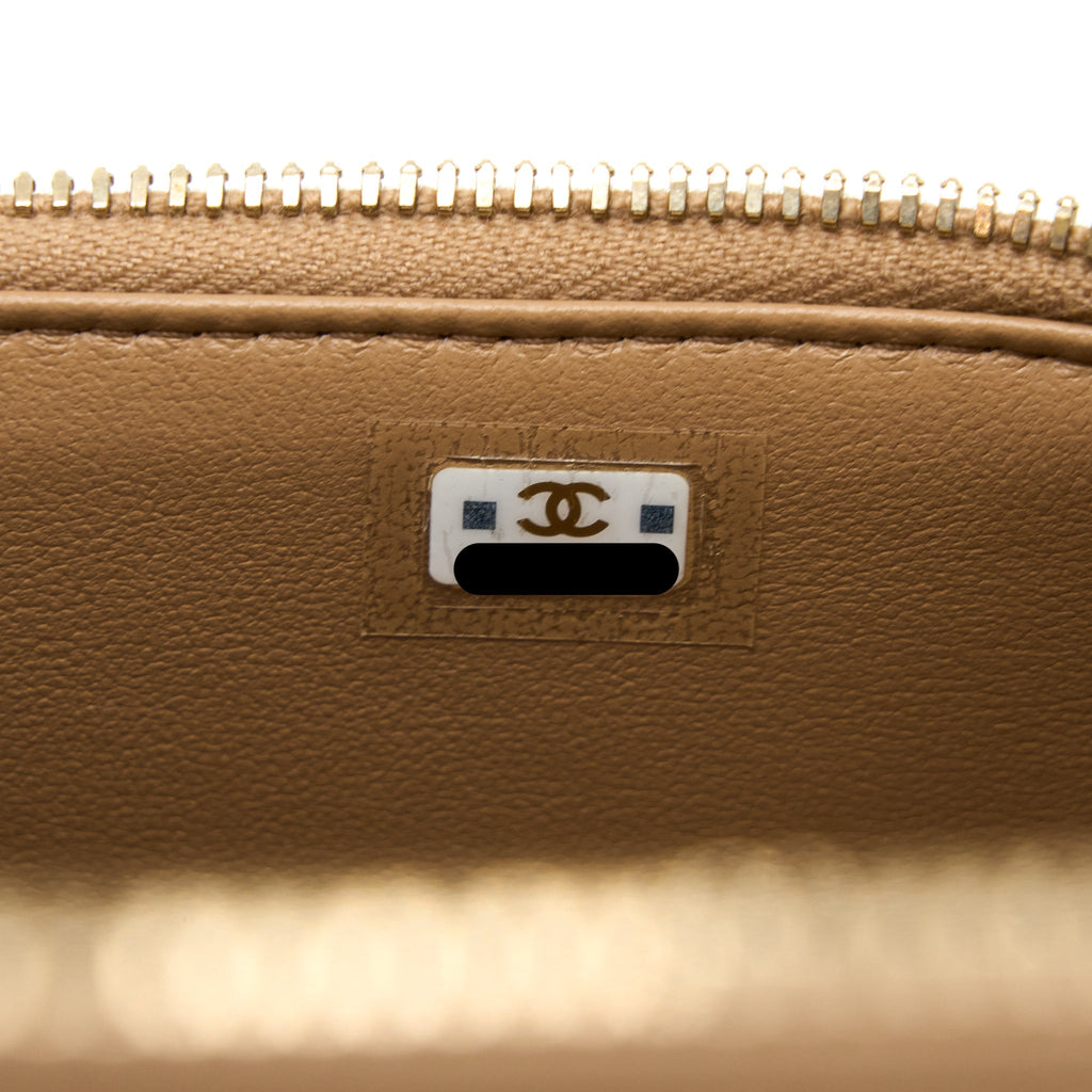 Chanel 22K Gold Pillar Adjustable Chain Long Vanity Lambskin Beige Brushed  (Microchip)