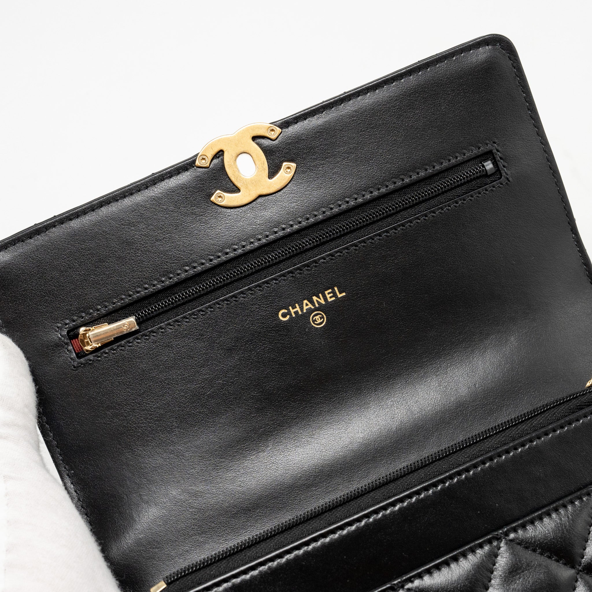 Chanel 24c Gold Crush Wallet On Chain Calfskin Black (microchip)