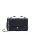 Chanel Top Handle Flap Bag Python Black
