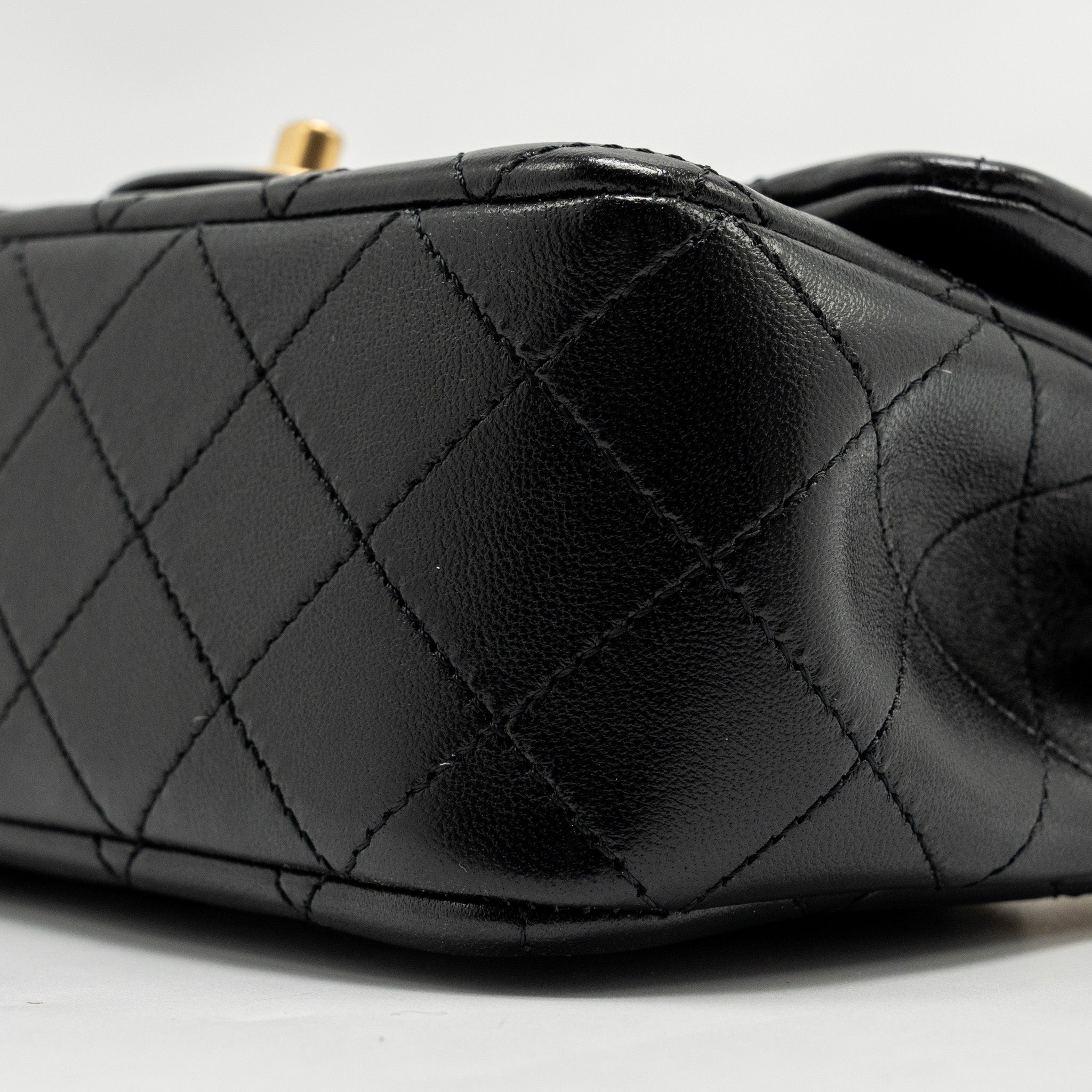 Chanel 24k Pearl Crush Mini Rectangular Flap Bag Shiny Lambskin Black  (Microchip)