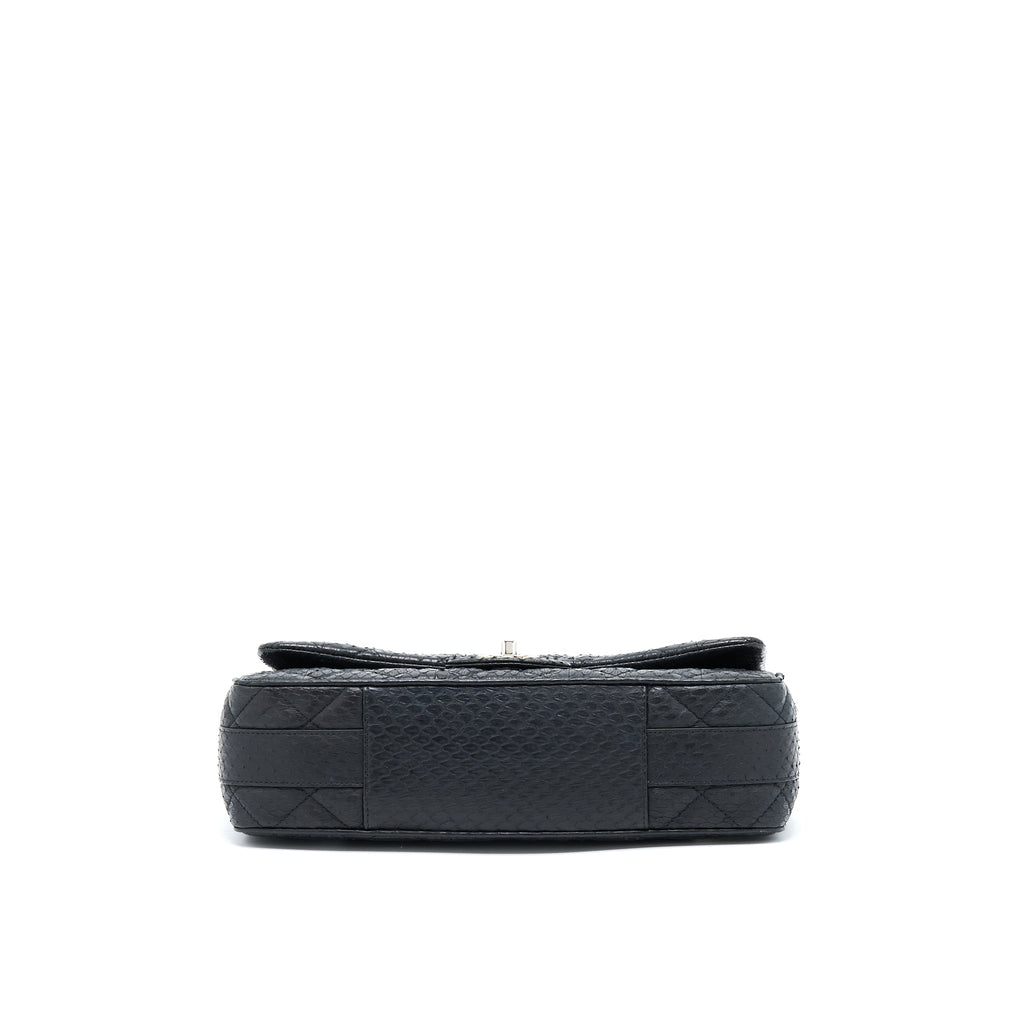 Chanel Top Handle Flap Bag Python Black