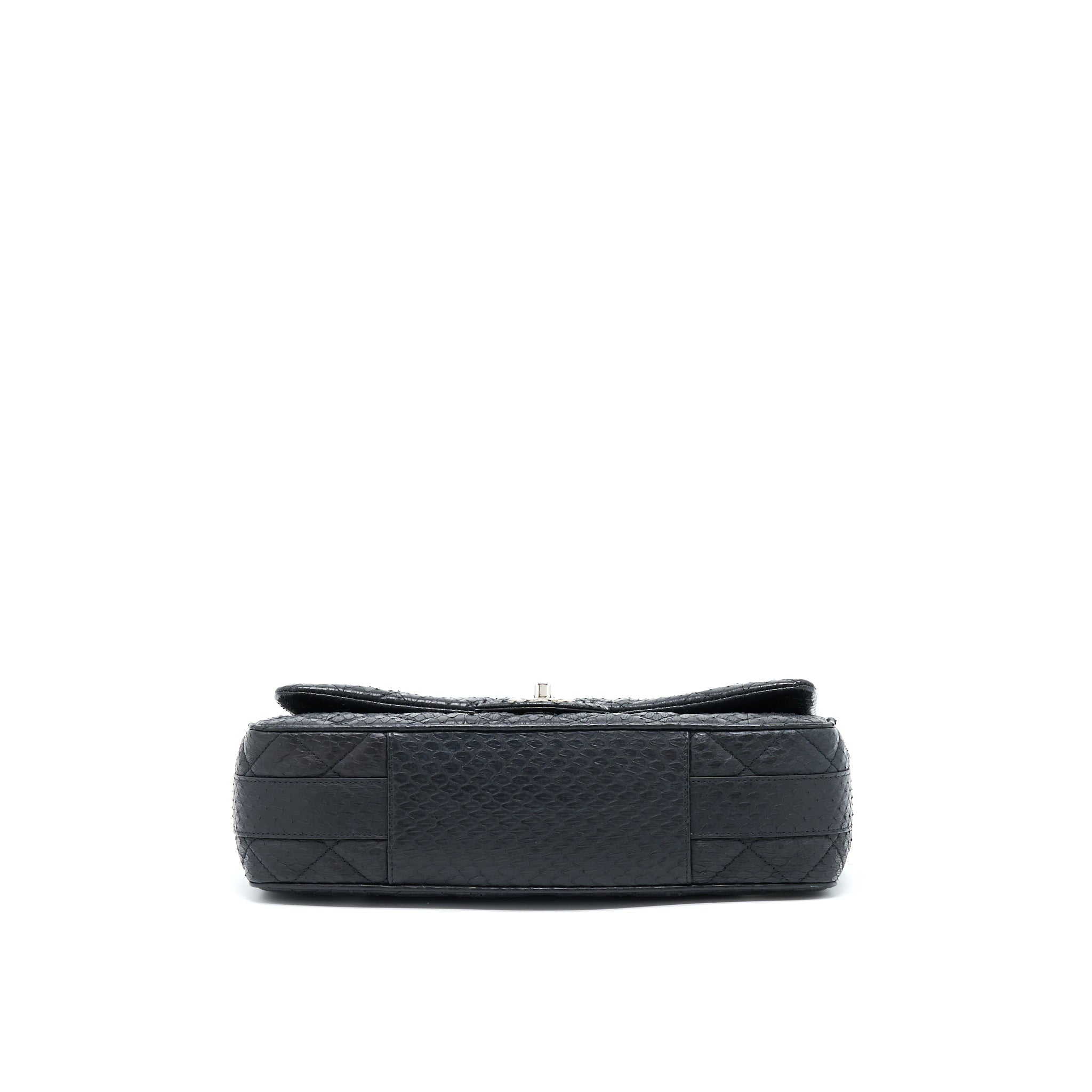 Chanel Top Handle Flap Bag Python Black