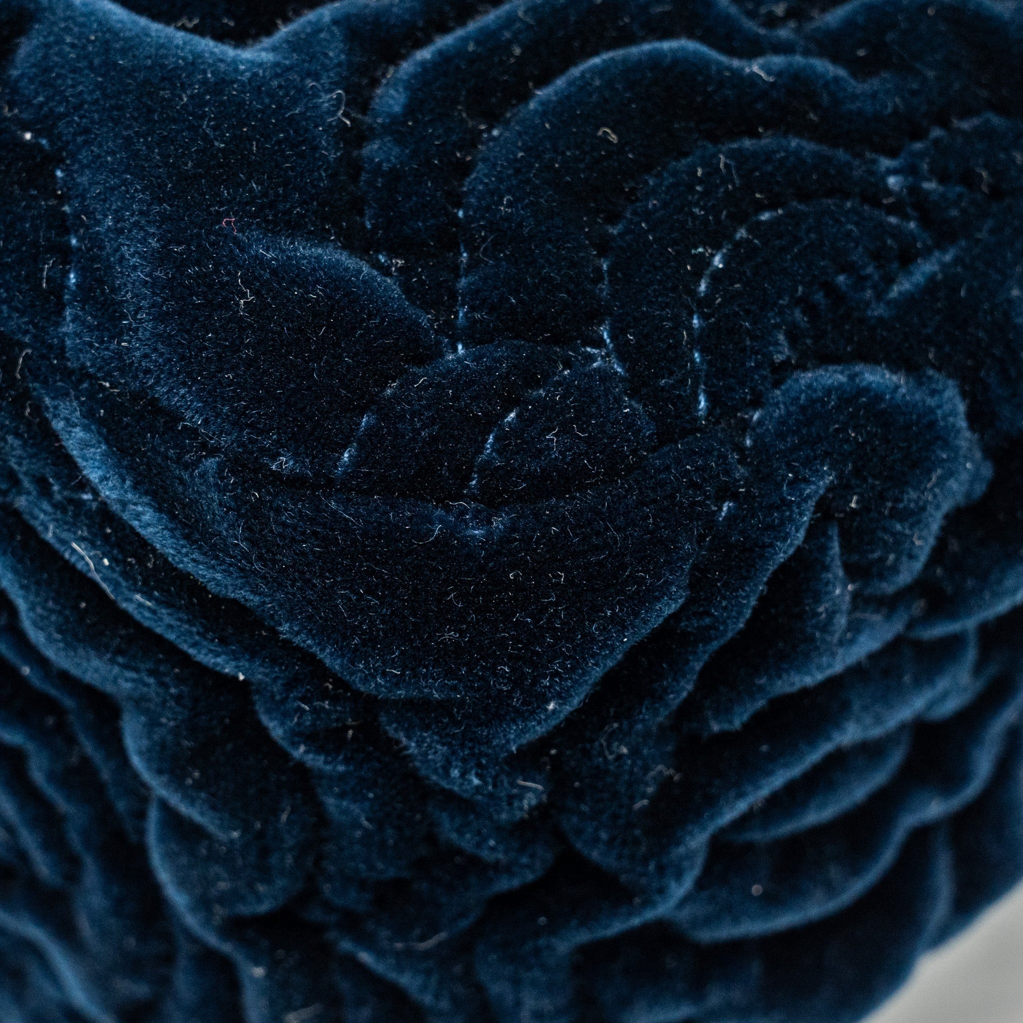 Chanel Camellia Embossed Mini Square Flap Bag Velvet Navy  (microchip)