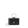 Chanel 21S Wallet On Chain With Pearl/CC logo Round Handle Lambskin Black Brushed