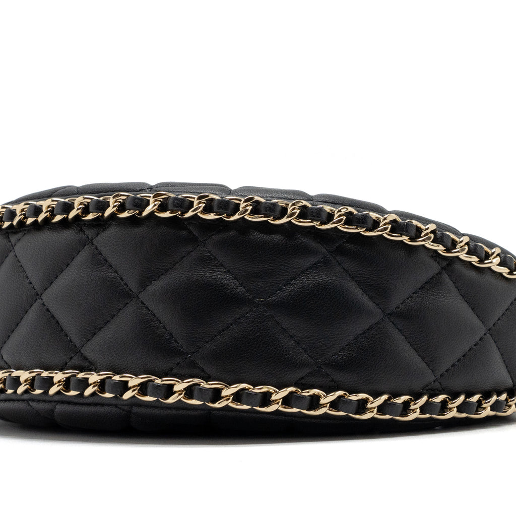 Chanel Small moon Hobo Bag Lambskin Black L(Microchip)