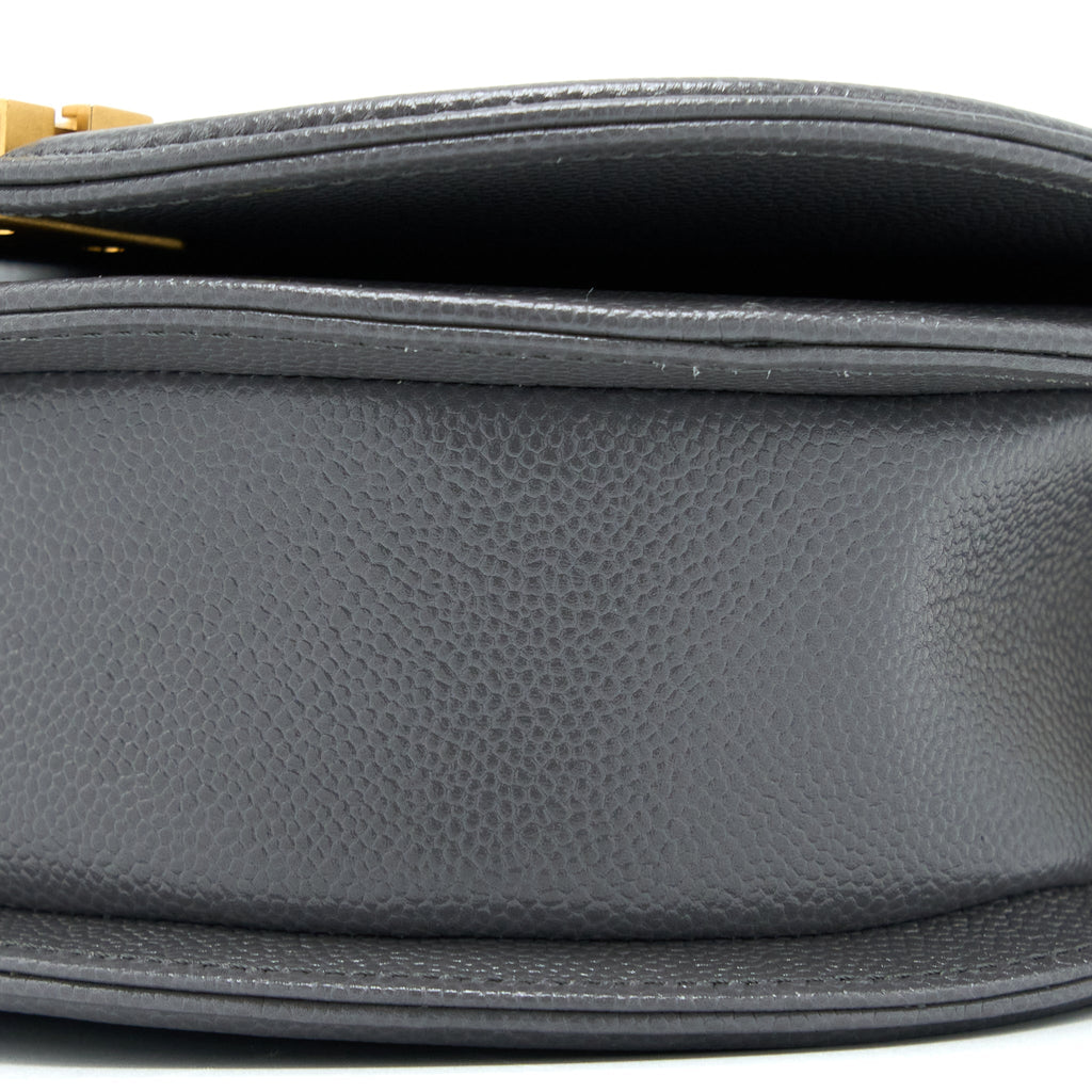 Chanel 22A Boy Messenger Bag Caviar Grey  (Microchip)