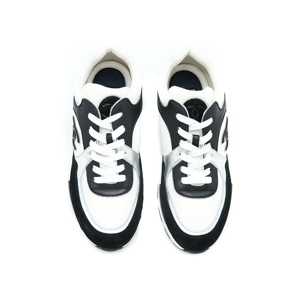 Chanel Size 39 Trainers Suede Black/White/Silver