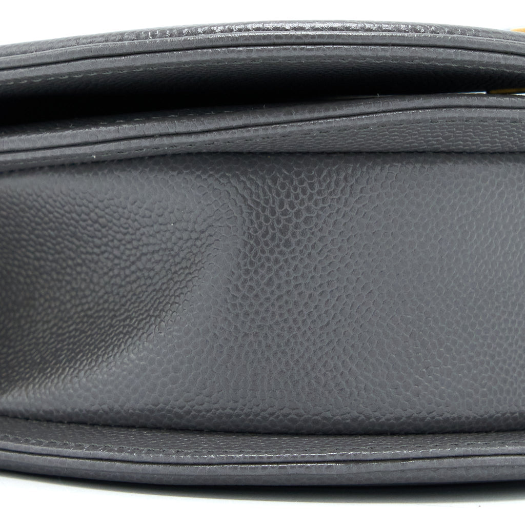 Chanel 22A Boy Messenger Bag Caviar Grey  (Microchip)