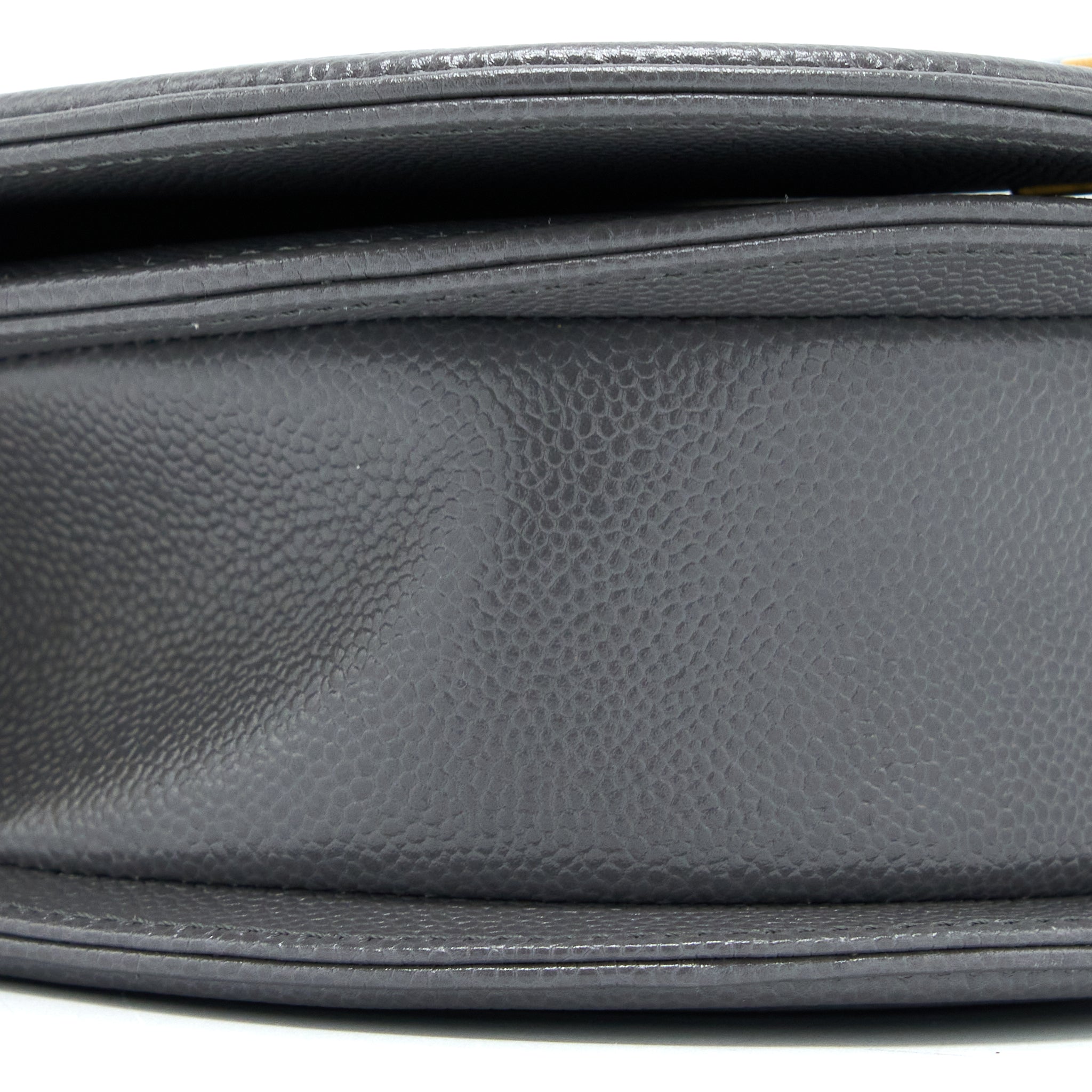 Chanel 22A Boy Messenger Bag Caviar Grey  (Microchip)