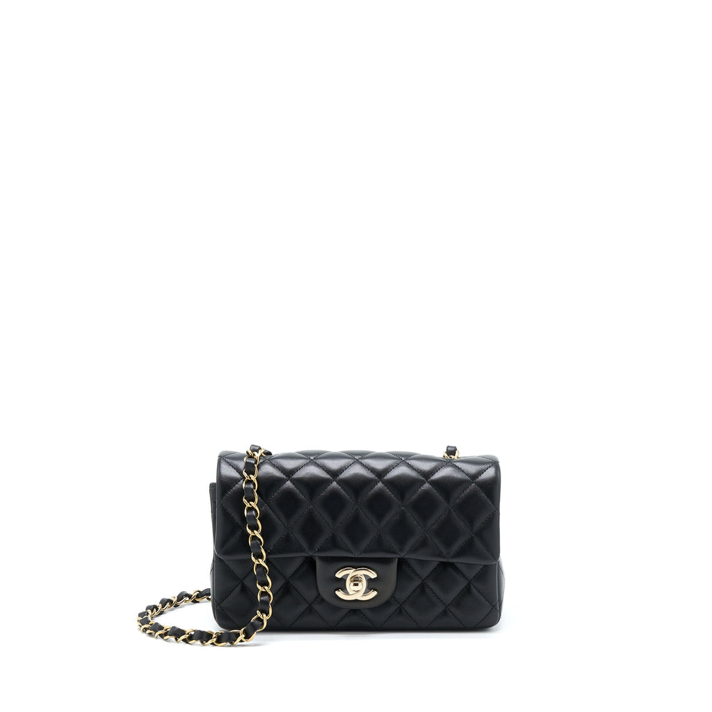 Chanel Mini Rectangular Lambskin Black L(Microchip)