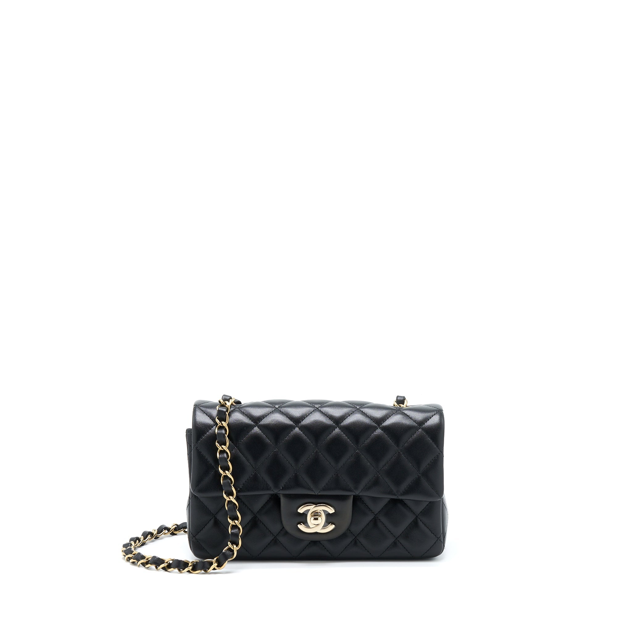 Chanel Mini Rectangular Lambskin Black L(Microchip)