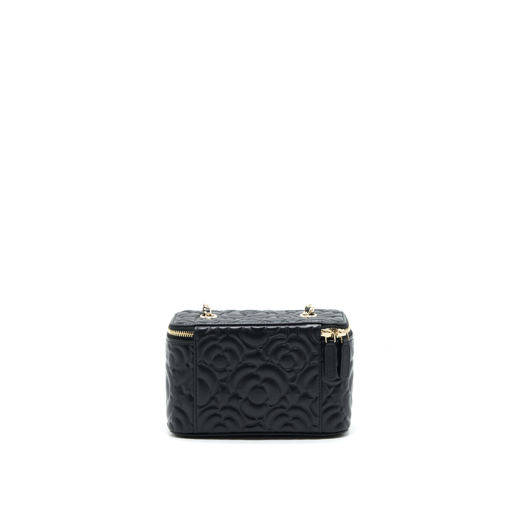 Chanel Camellia Long vanity with chains lambskin black L