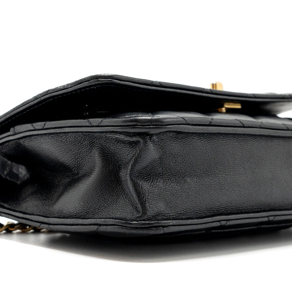 Chanel Pearl Crush Wallet On Chain Lambskin Black (Microchip)