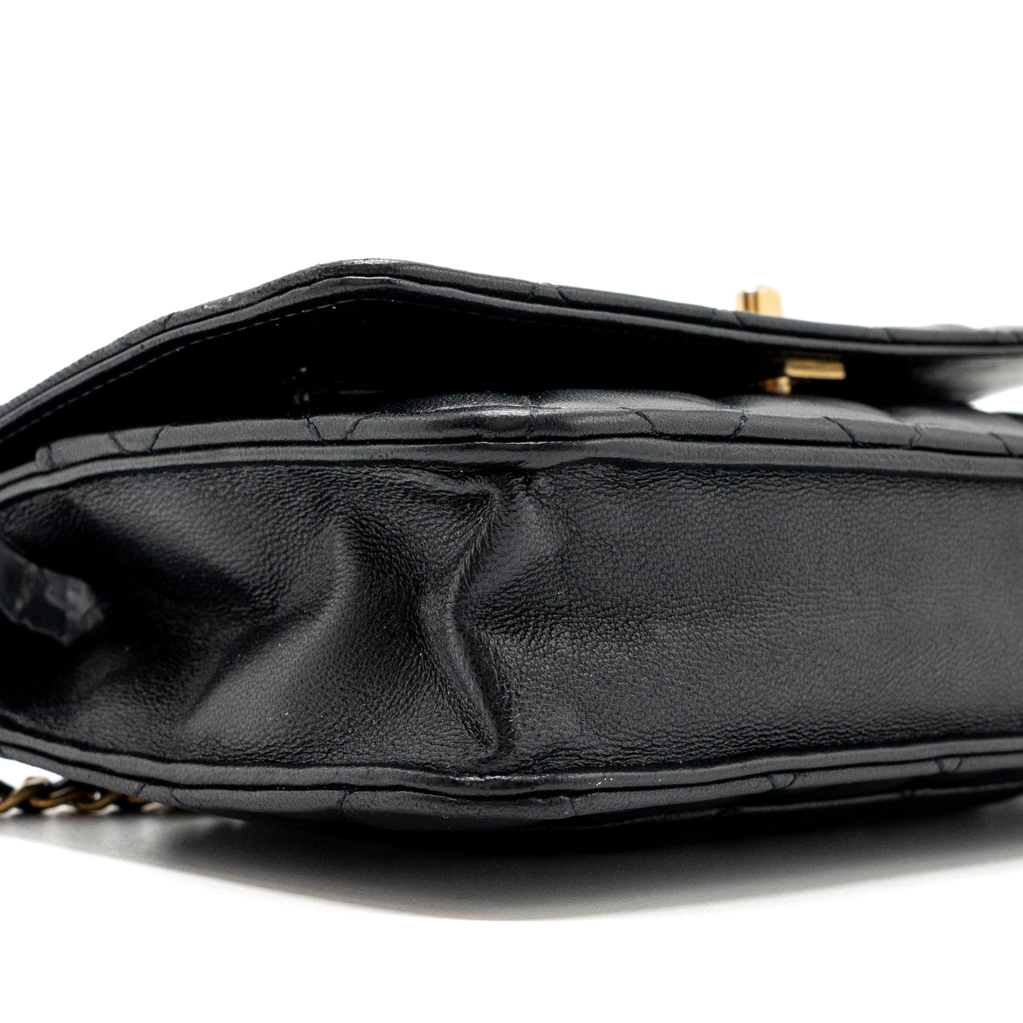 Chanel Pearl Crush Wallet On Chain Lambskin Black (Microchip)