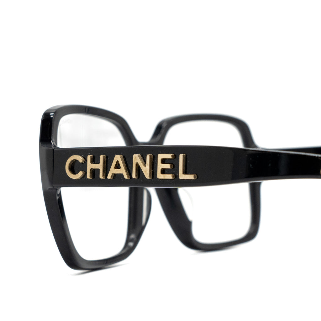 Chanel 5408-A Square Glasses Frame Letter Black