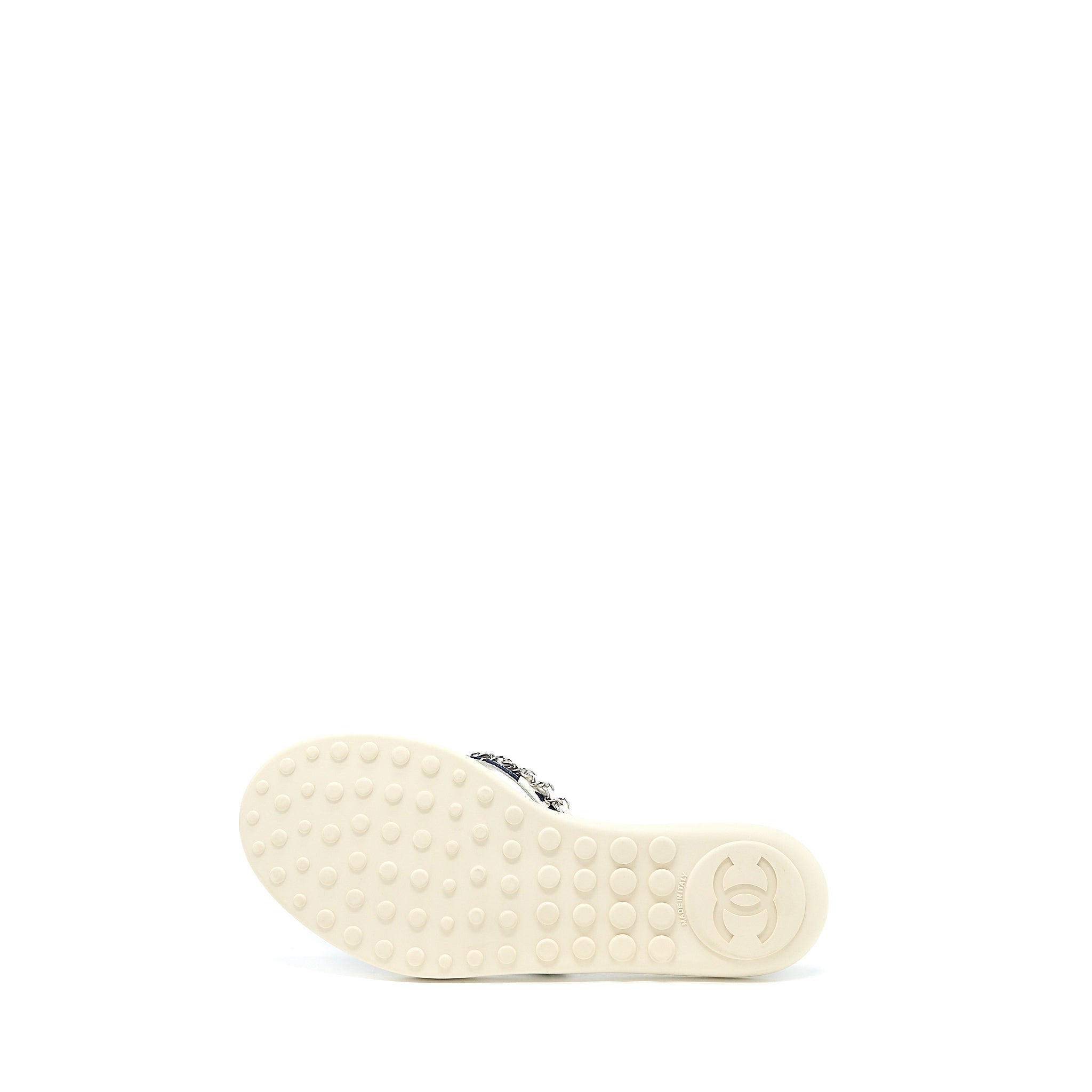Chanel Size 40 Flip Flops with Chain Rubber/Canvas Multicolour