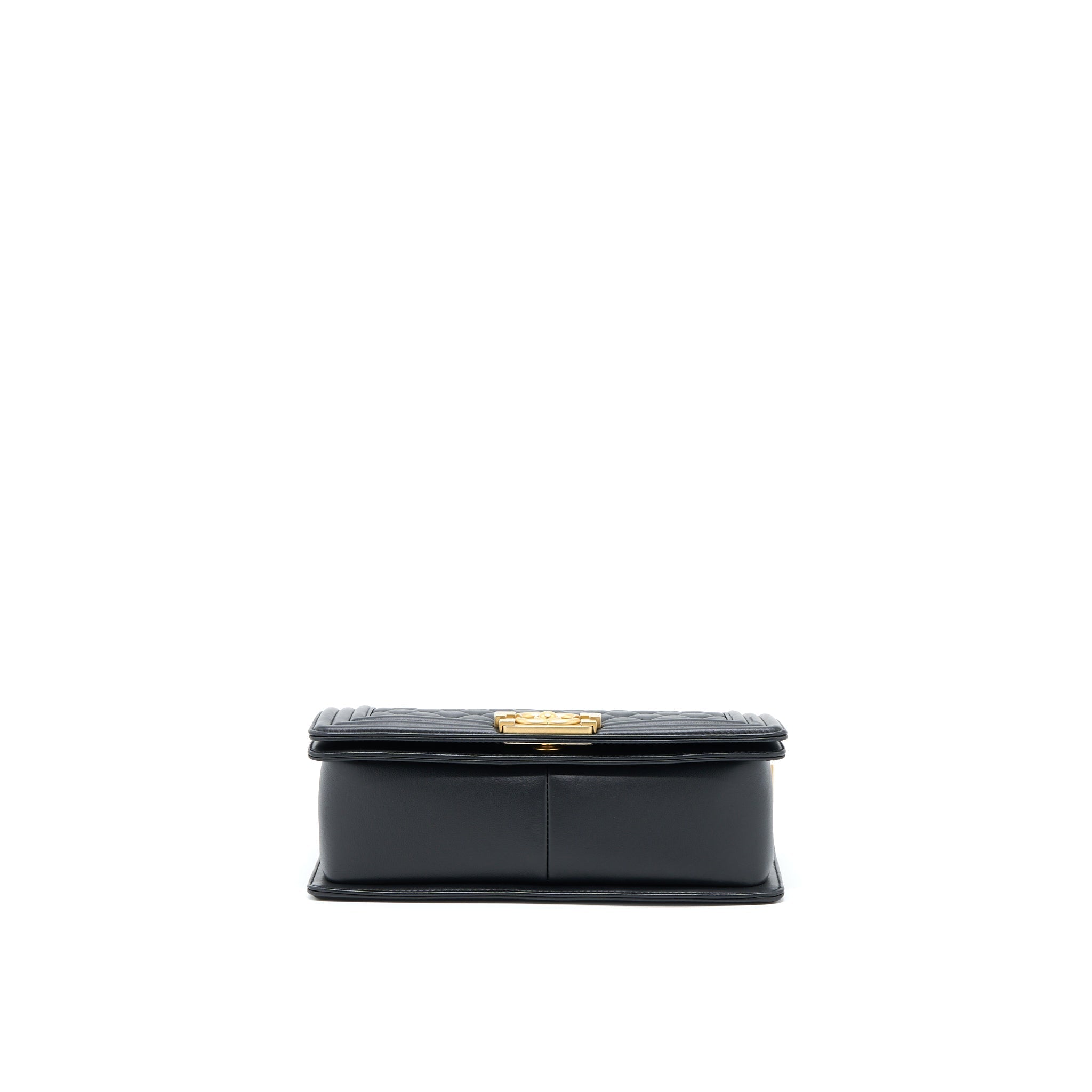 Chanel Medium Boy Bag Lambskin Black Brushed  (Microchip)